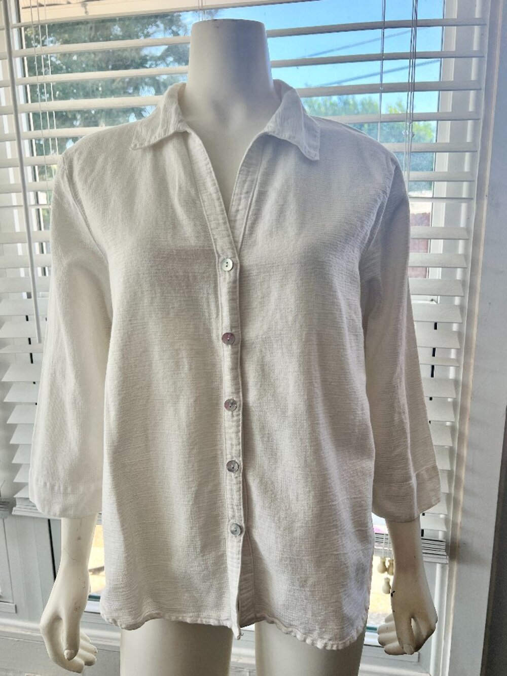 Vintage Hot Cotton by Marc Ware 100% Cotton Blouse M White Made USA